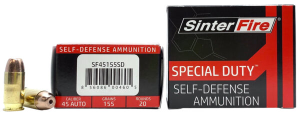 SinterFire Inc SF45155SD Special Duty (SD)  45ACP 155gr Lead Free Frangible Hollow Point 20 Per Box/10 Case