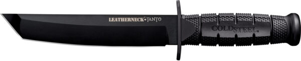 Cold Steel CS-39LSFCT Leatherneck  7" Fixed Plain Tanto Black Matte Powder Coat German D2 Steel Blade/Black Deep Checkered w/double Quillon Guard/ Griv-Ex Handle