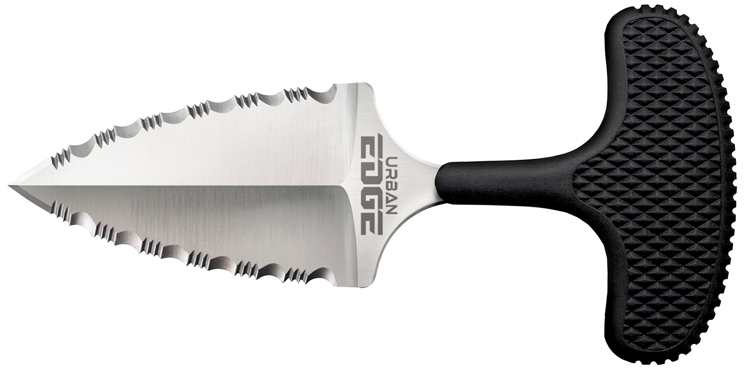 Cold Steel CS43XLSS Urban Edge  2.50" Fixed Serrated Stone Washed Japanese AUS-8A SS Blade/Black Textured Kray-Ex Handle