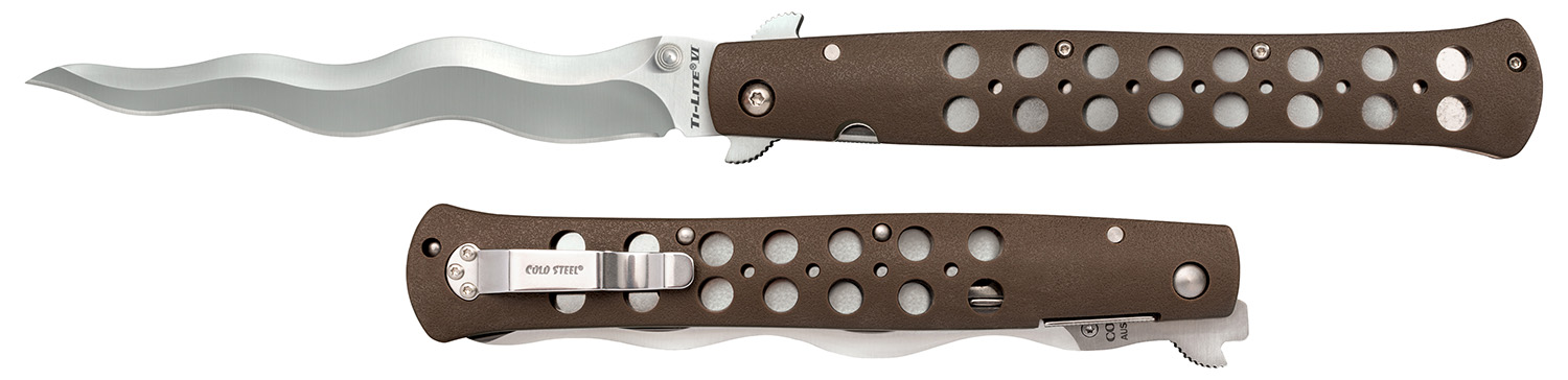 Cold Steel CS-26SXK6 Ti-Lite  6" Folding Plain Kris AUS 10A Steel Blade/ Black Griv-Ex Handle