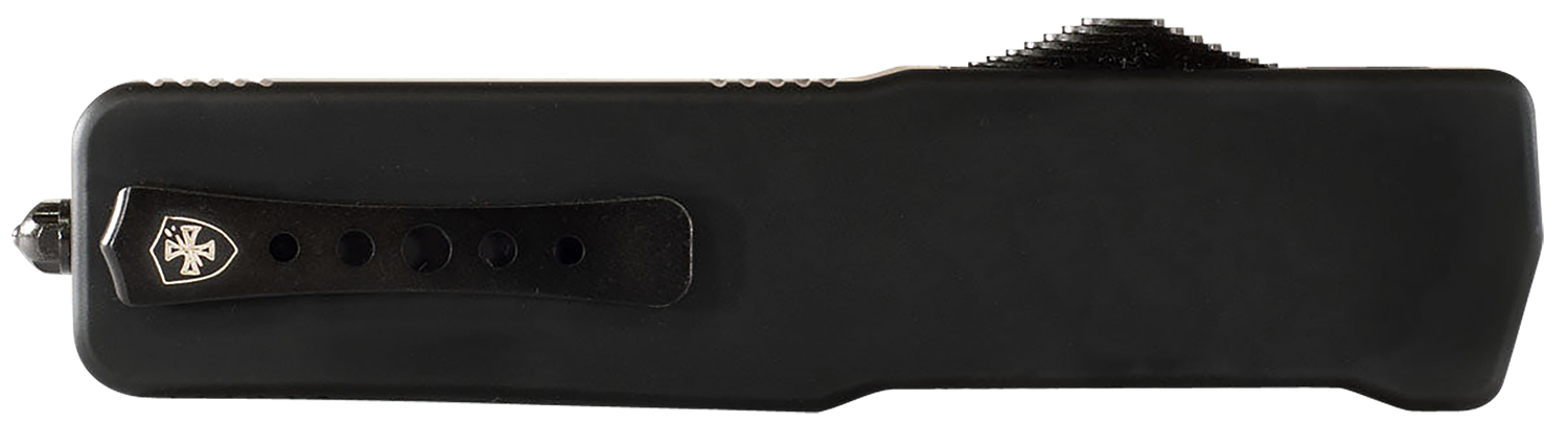 Templar Knife LZBR121 Premium Weighted  Large 3.55" OTF Dagger Plain Black Oxide Stonewashed D2 Steel Blade, 5.25" Black Aluminum/Rubber Handle