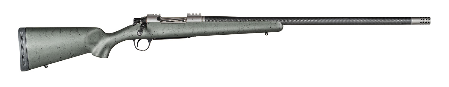 Christensen Arms CA10268215432 Summit TI  Full Size Frame 300 Win Mag 3+1, 26" Natural Titanium Steel Threaded Barrel, Natural Titanium Aluminum Receiver Green w/Black Webbing Fixed Sporter Stock