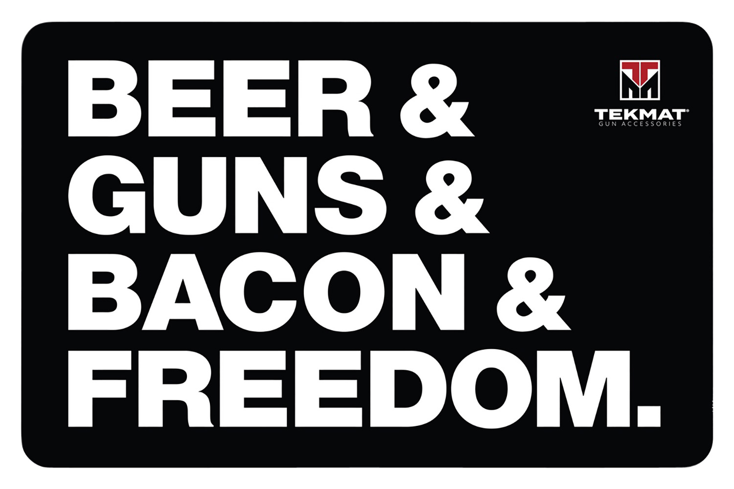 TekMat TEKR17BGBF Cleaning Mat Black/White Rubber 11"x17" "Beer & Guns & Bacon & Freedom"