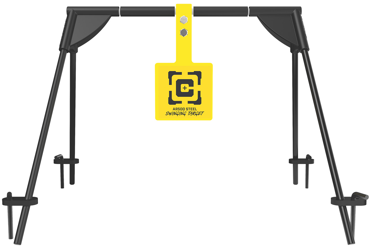 Caldwell 1187590  Swinging Rifle Black/Yellow AR500 Steel Hanging Standing Includes Ground Stakes