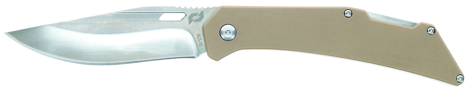 Schrade 1159301 Slingshot Lockback Folder 4" Recurve Clip Point/Satin AUS-10 Blade 5" G10 Handle