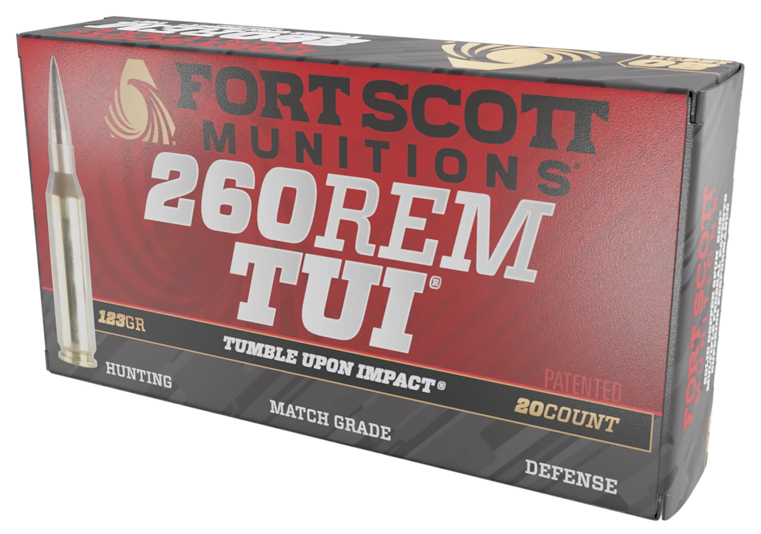 Fort Scott Munitions 260123SCV2 Tumble Upon Impact (TUI)  260Rem 123gr Solid Copper Spun 20 Per Box/25 Case