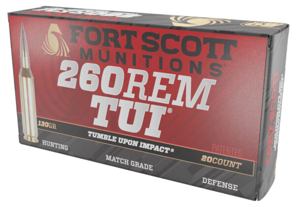 Fort Scott Munitions 260130SCV2 Tumble Upon Impact (TUI)  260Rem 130gr Solid Copper Spun 20 Per Box/25 Case
