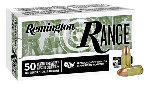 Remington Ammunition R27778 Range  9mmLuger 115gr Full Metal Jacket 50 Per Box/20 Case