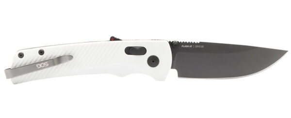 S.O.G SOG11181041 Flash AT 3.45" Folding Straight Back Plain TiNi Cryo D2 Steel Blade, Concrete Gray Textured GRN Handle