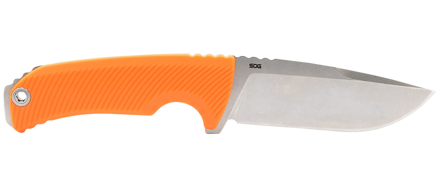 S.O.G SOG17060343 Tellus FX 4.20" Fixed Clip Point Plain Stonewashed Cryo 440C SS Blade/ Blaze Orange Textured GRN Handle