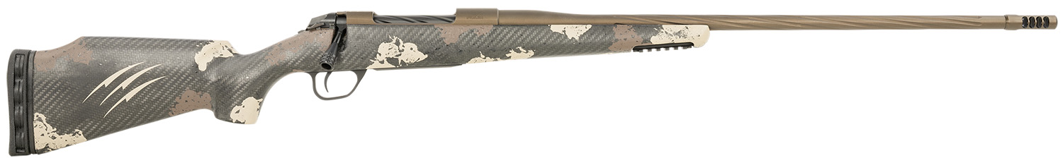 Fierce Firearms FRG7PRC24MM Twisted Rage  Full Size 7mm Rem 3+1 24" Midnight Bronze Cerakote Fluted Threaded Barrel & Receiver, Trophy Camo C3 Carbon Rage w/Pic Rail Carbon Fiber Stock