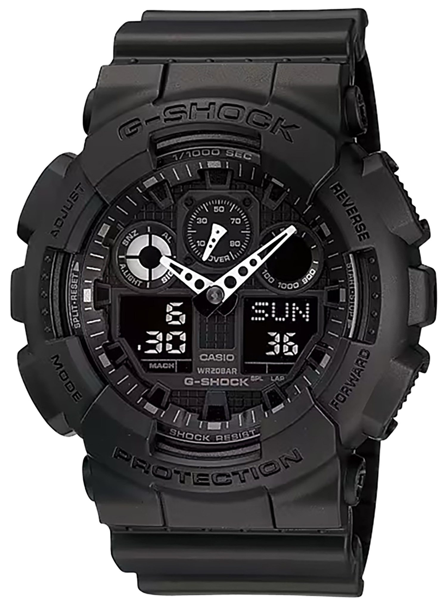 G-shock/vlc Distribution GA1001A1 G-Shock Tactical XL 52mm Keep Time Black Features Stopwatch/Speedometer