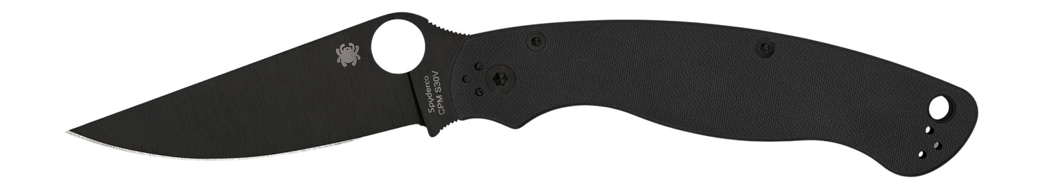 Spyderco C36GPBK2 Military 2 4" Folding Plain Black DLC CPM S30V SS Blade/ Black Textured G10 Handle Includes Pocket Clip
