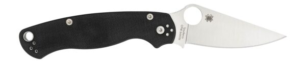 Spyderco C81GPLE2 Para Military 2  3.42" Folding Plain Satin CPM S45VN SS Blade Black Textured G10 Handle Left Hand Includes Pocket Clip