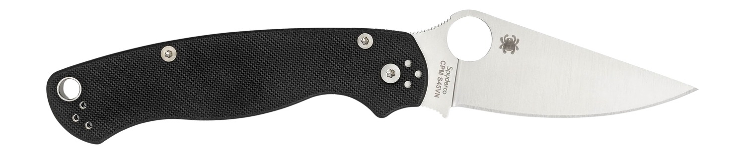Spyderco C81GPLE2 Para Military 2  3.42" Folding Plain Satin CPM S45VN SS Blade Black Textured G10 Handle Left Hand Includes Pocket Clip