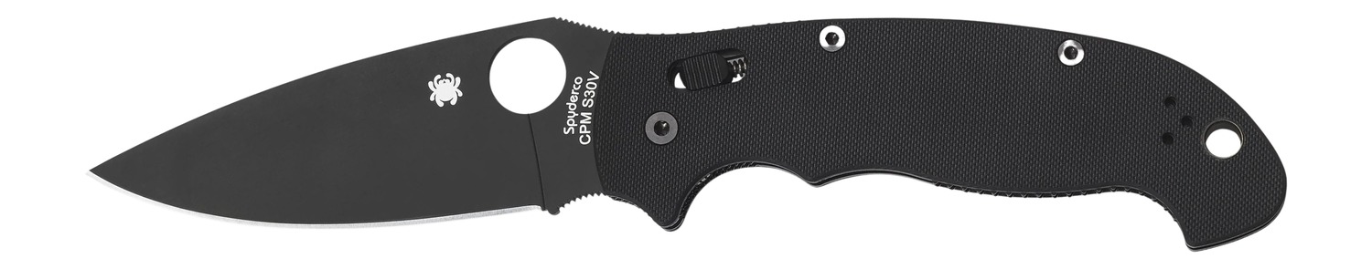 Spyderco C95GPBBK2 Manix 2  XL 3.85" Folding Plain Black DLC CPM S30V SS Blade/Black Textured G10 Handle Includes Pocket Clip