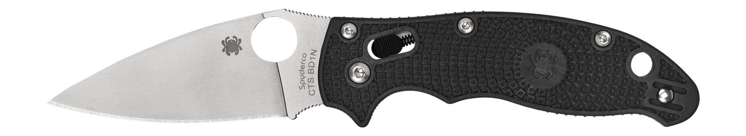 Spyderco C101PBK2 Manix 2 Lightweight 3.37" Folding Plain Satin CTS BD1 SS Blade/Black Bi-Directional Texturing FRCP Handle Includes Pocket Clip