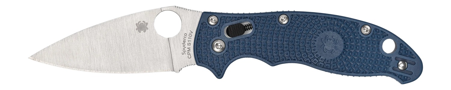 Spyderco C101PDBL2 Manix 2 Lightweight 3.37" Folding Plain Satin CTS BD1 SS Blade/Dark Blue Bi-Directional Texturing FRCP Handle Includes Pocket Clip
