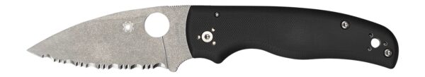 Spyderco C229GS Shaman  3.58" Folding Serrated Stonewashed CPM S30V SS Blade/ Black Textured G10 Handle Includes Pocket Clip