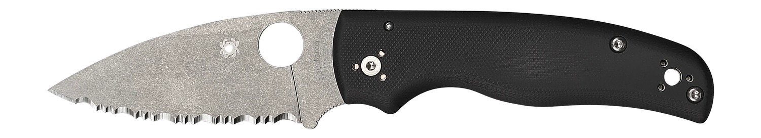 Spyderco C229GS Shaman  3.58" Folding Serrated Stonewashed CPM S30V SS Blade/ Black Textured G10 Handle Includes Pocket Clip
