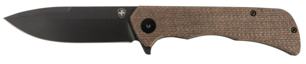 Templar Knife PFMBN321 Paladin  3.27" Folding Drop Point Plain Black Powder Coated D2 Steel Blade, 4.40" Brown Micarta Handle