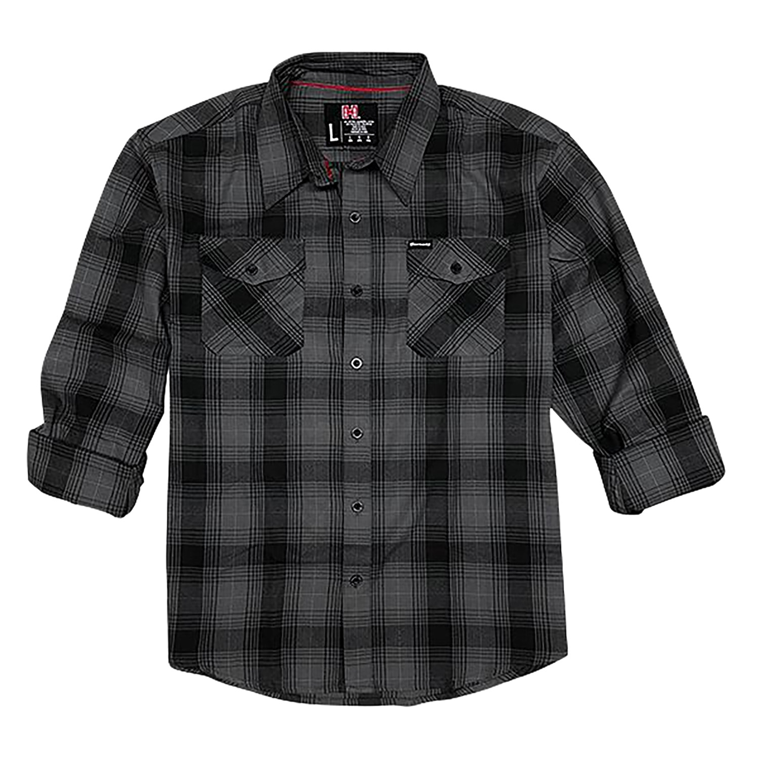Hornady Gear 32226 Flannel Shirt  3XL Gray/Black,  Cotton/Polyester, Relaxed Fit Button Up