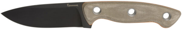 Browning 3220508B Desolation  Small 3.75" Fixed Modified Drop Point Plain Black Powder Coated 440C SS Blade, Tan Micarta Laminate Handle