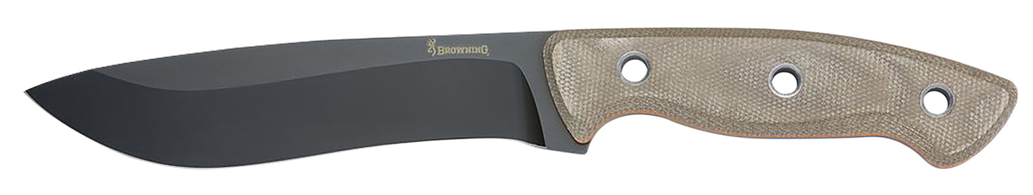 Browning 3220517B Desolation  Large 6" Fixed Drop Point Plain Black Powder Coated 440C SS Blade, Tan Micarta Laminate Handle