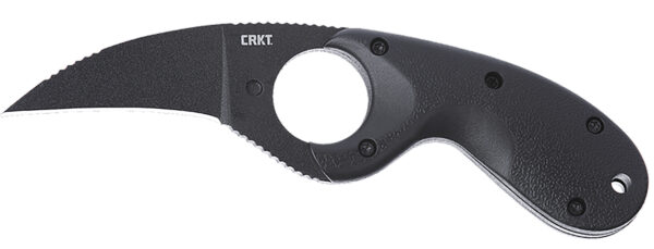 CRKT 2516K Bear Claw  2.39" Fixed Hawkbill Plain Black Powder Coated AUS-8A SS Blade, Black Textured GRN Handle
