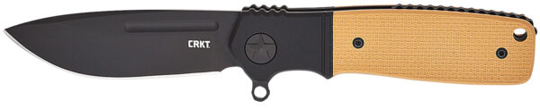 CRKT K245BKP Homefront Compact 2.91" Folding Plain Black DLC S35VN SS Blade, Black/Tan G10 Handle