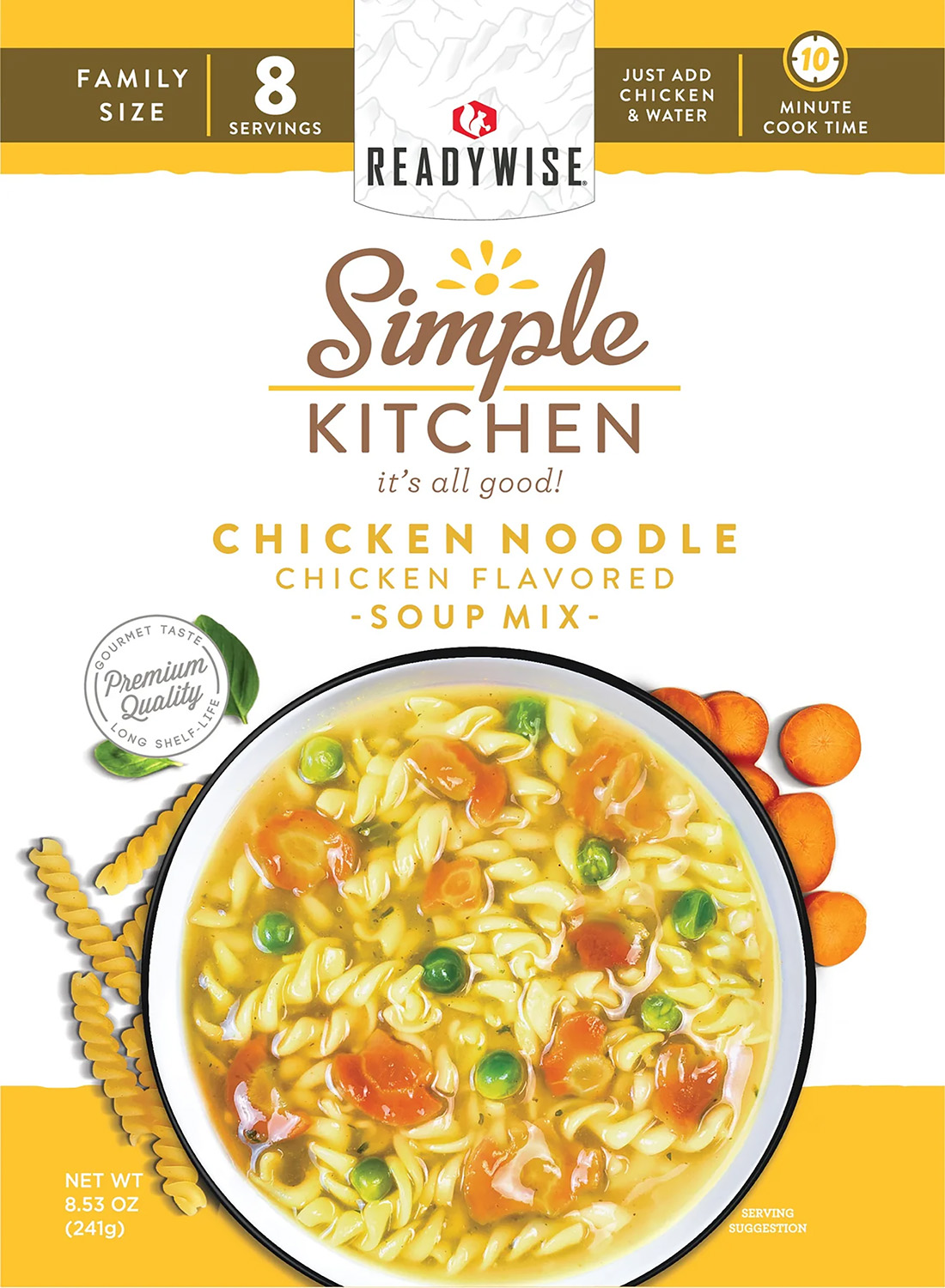ReadyWise RWSK05062 Simple Kitchen Chicken Noodle Soup 8 Servings Per Pouch, 6 Per Case