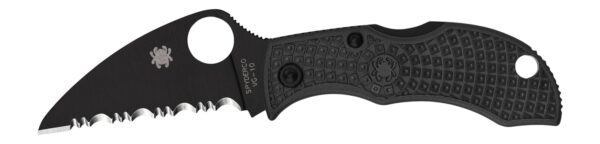 Spyderco MBKWSB Manbug  1.91" Folding Wharncliffe Serrated Non-Reflective Black TiCN VG-10 SS Blade, Black Textured FRN Handle