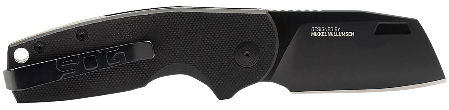 S.O.G SOG16030757 Stout SJ 2.60" Folding Clip Point Plain Stonewashed Cryo D2 Steel Blade/ Black Textured G10 Handle Includes Belt Clip, Presentation Box