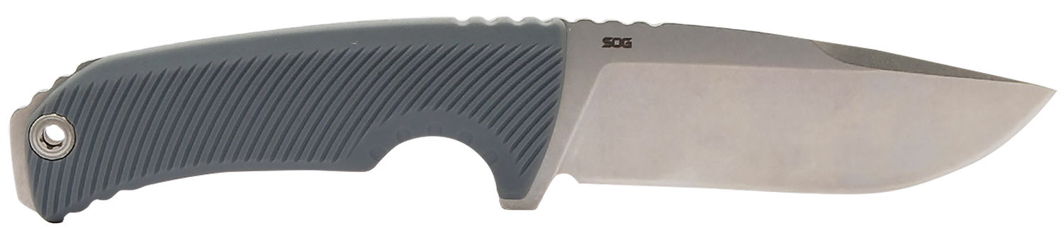 S.O.G SOG17060243 Tellus FX 4.20" Fixed Clip Point Plain Stonewashed Cryo 440C SS Blade, Wolf Gray Textured GRN Handle, Blister Pack