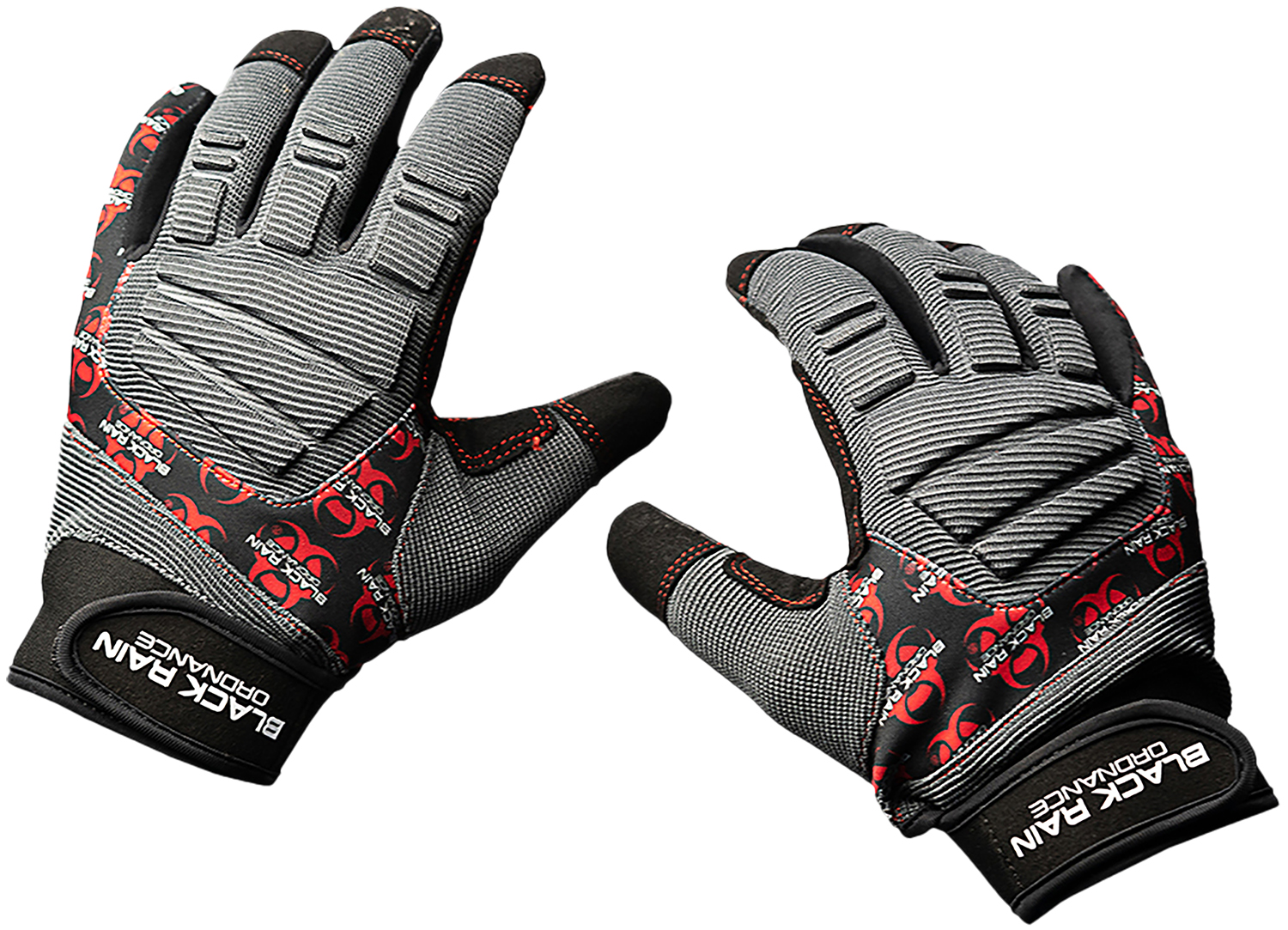 Black Rain Ordnance TACTGLOVEGRY/BLK/RDXL Tactical Gloves  Black/Gray/Red XL Velcro