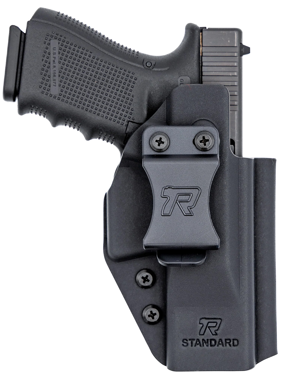 Rounded Gear RGUNVRSLSTNDRDBLK Universal Kydex IWB Black Kydex Belt Clip Fits Standard Sized Handguns Right Hand