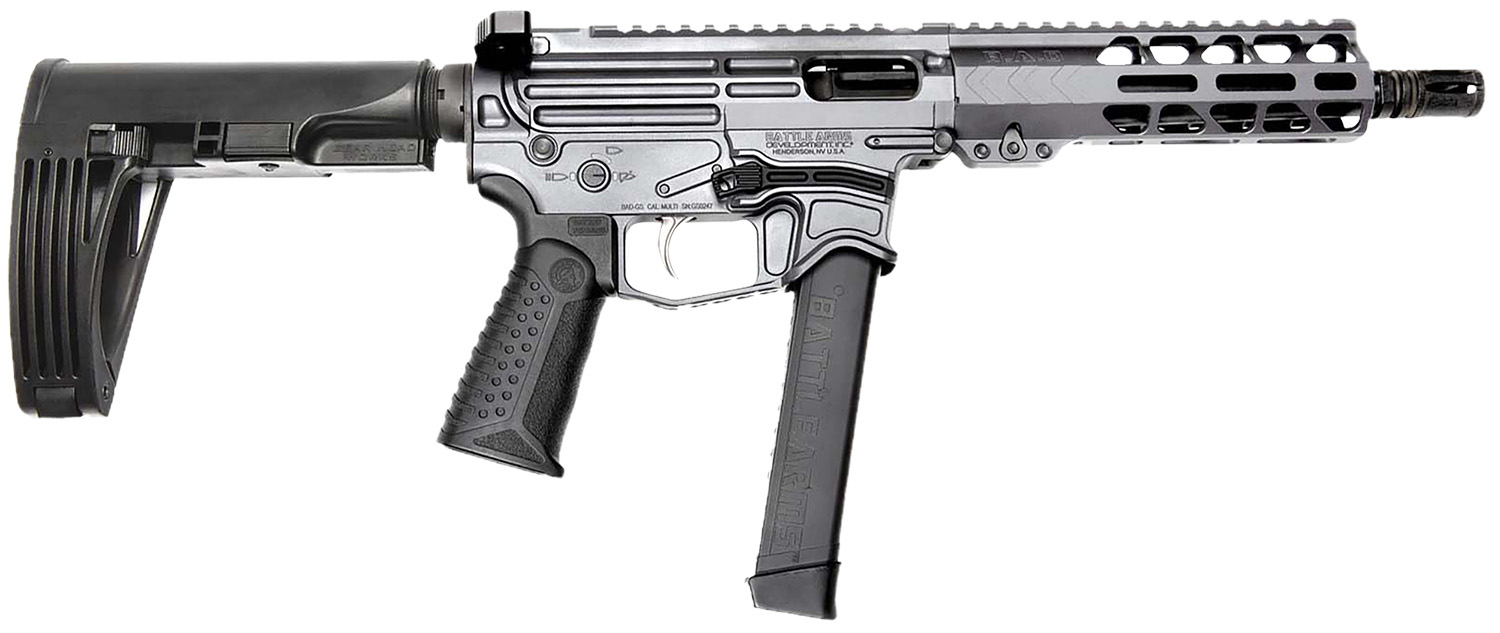 Battle Arms Development XIPHOS004 Xiphos  9mm Luger 30+1 8.50" Black Barrel, M-LOK Handguards, Combat Gray Aluminum Picatinny Rail Receiver  Black Synthetic Adjustable Stock, Adj Black Grips