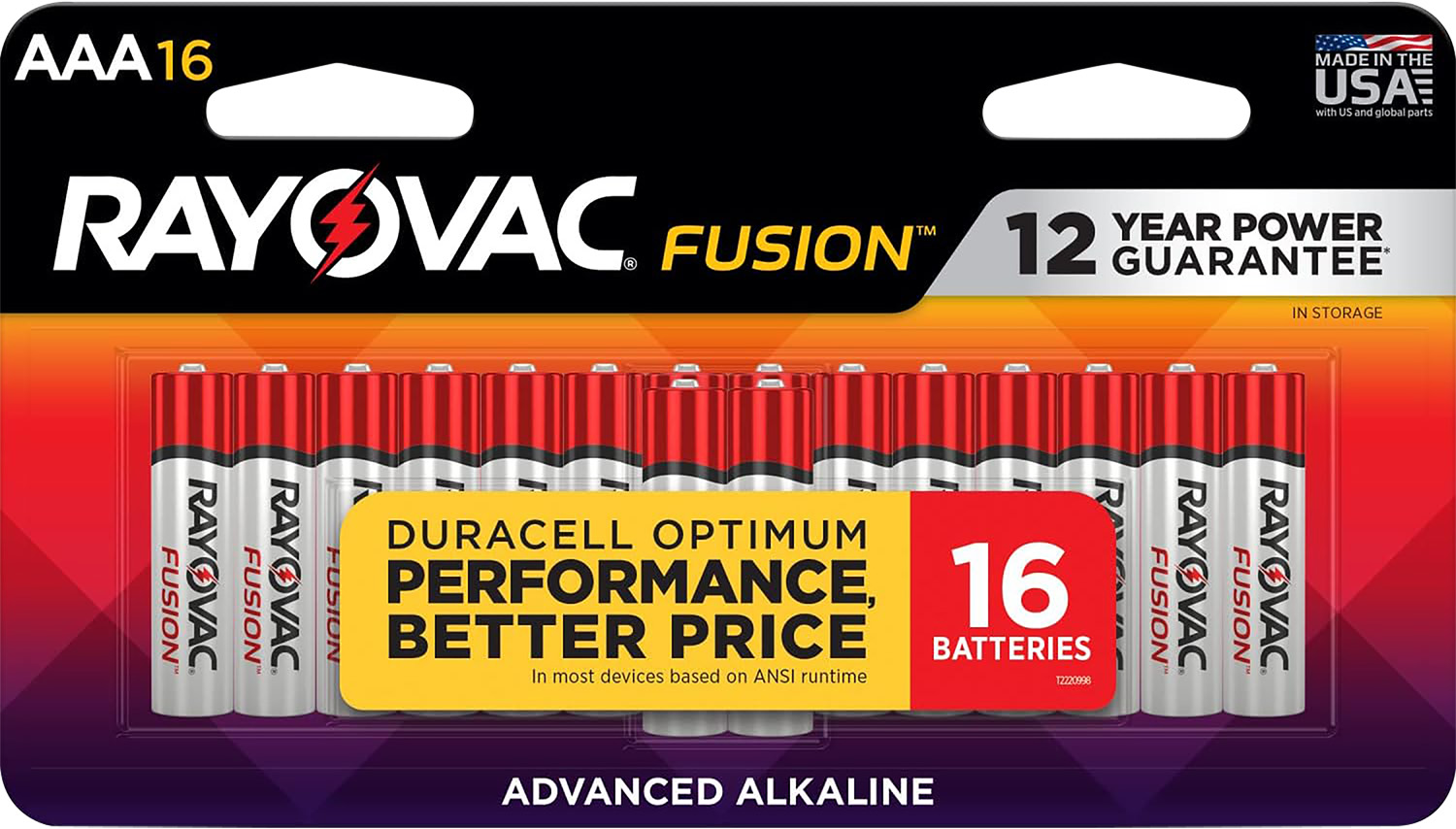 Rayovac 82416T02 AAA HIGH ENREGY Alkaline Batteries  Silver/Blue 1.5 Volts 1,123 mAh (16) Single Pack