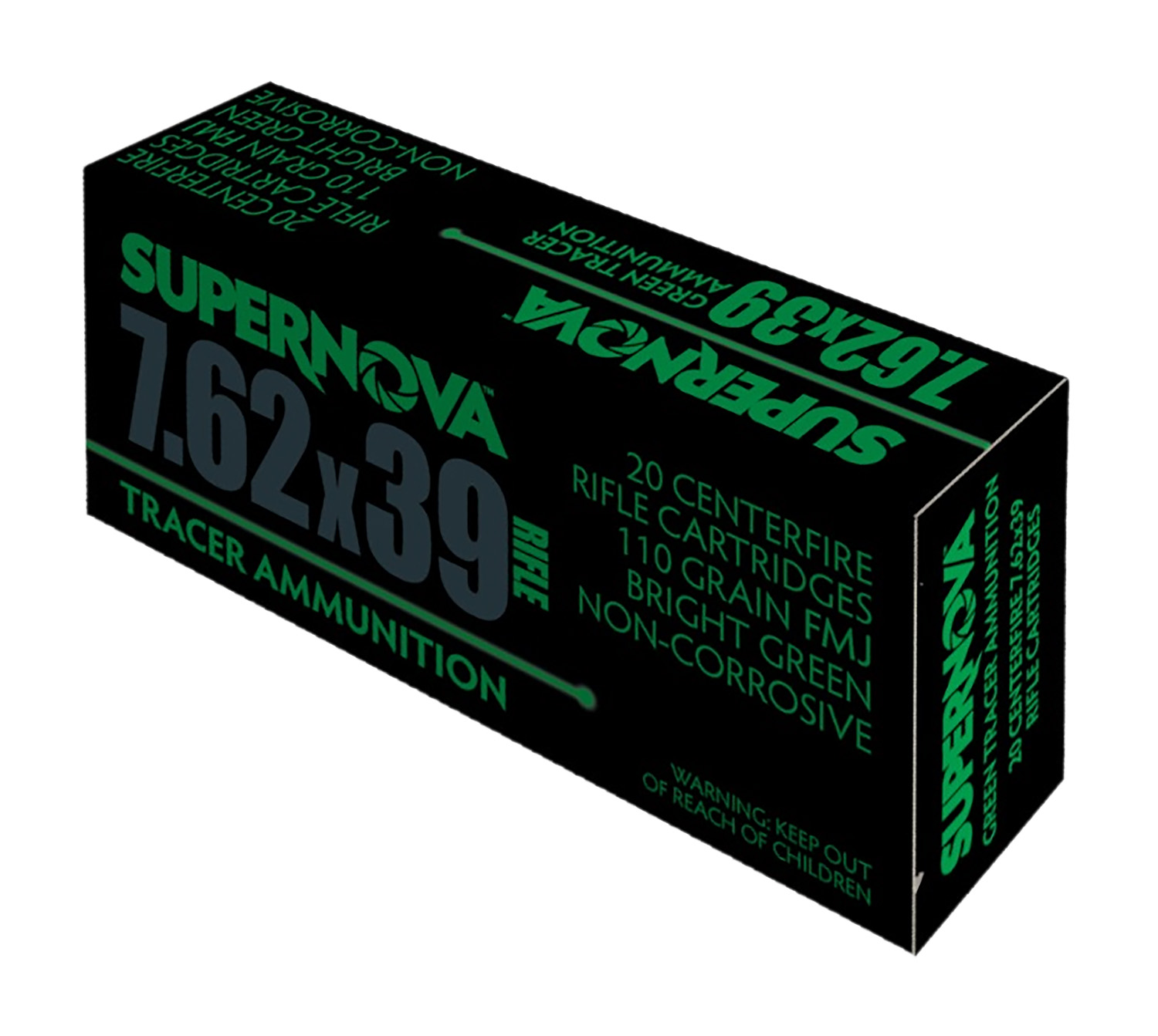 Supernova PMSN762G Green Tracer  7.62mm 110 gr Full Metal Jacket 20 Per Box/ 50 Cs