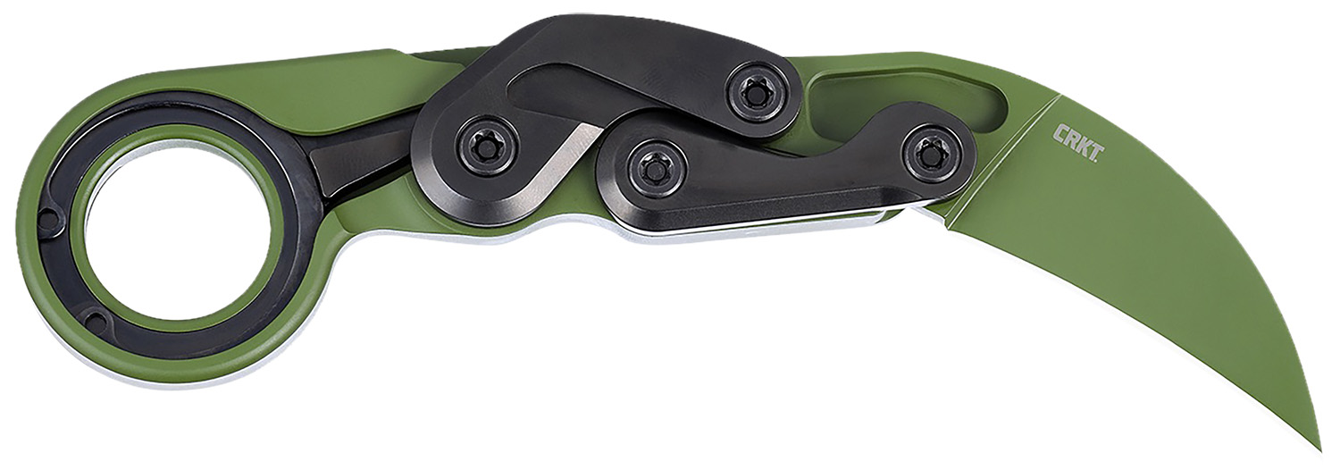 CRKT 4040BG Provoke  2.41" Folding Karambit Plain Bright Green Cerakote D2 Steel, Blade Bright Green Cerakote Aluminum Handle