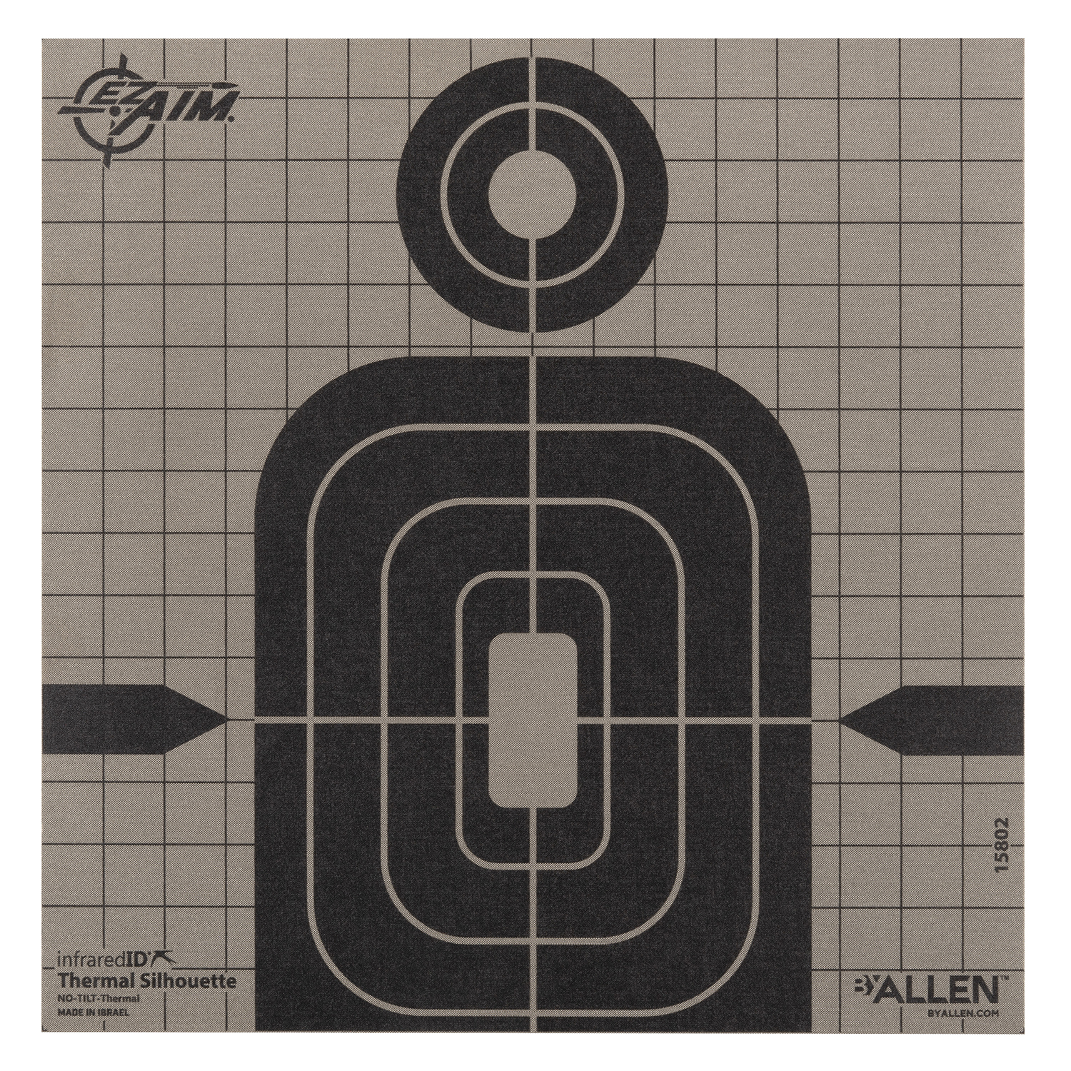 Allen 15802 Thermal Target Silhouette Hanging Paper 8" x 8" Black/Gray
