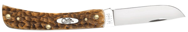 Case 00245 Sod Buster Jr. Plain Peach Seed Jigged Amber Bone Handle