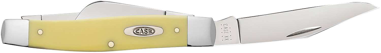 Case 00203 Stockman  Large Folding Clip Point/Spey Plain Tumble Polish Carbon Steel Blade/Smooth Yellow Synthetic Handle