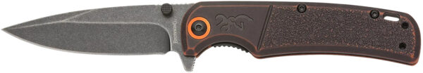Browning 3220581B Buckmark  EDC Slim 3.13" Folding Drop Point Plain Black Stonewashed D2 Steel Blade, Bronze Stonewashed Polymer Handle, Box Packaging