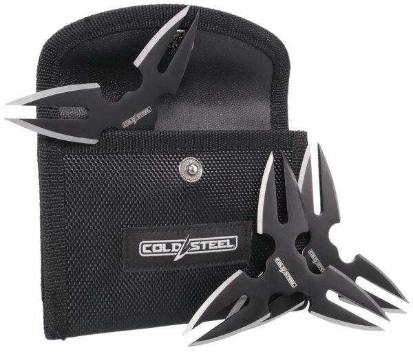 Cold Steel CSTH15STR3PK Throwing Stars  Three 1.50" Black Oxide 420 Stainless Steel Blades Includes Sheath