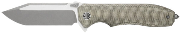 Sig Sauer Knives VA9GT Validus  3.78" Folding Modified Tanto Plain Dark Acid Stonewash/Satin M390 Steel Blade, 4.76" Green Canvas Micarta Handle