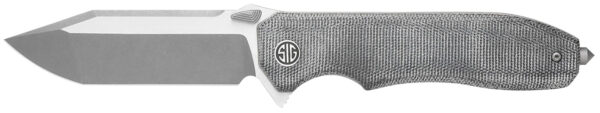Sig Sauer Knives VA9SBT Validus  3.78" Folding Modified Tanto Plain Dark Acid Stonewash/Satin M390 Steel Blade, 4.76" Salt & Pepper Canvas Micarta Handle