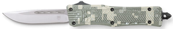 CobraTec Knives SADCCTK1SDNS CTK-1 American Flag Small 2.75" OTF Drop Point Plain D2 Steel Blade, 4.25" Digital Camo Aluminum Alloy Handle