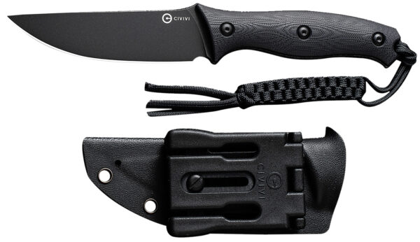 Civivi Knives C23041-1 Stormridge  3.92" Fixed Straight Back Plain Black Stonewashed Nitro-V Steel Blade, Black Textured G10 Handle