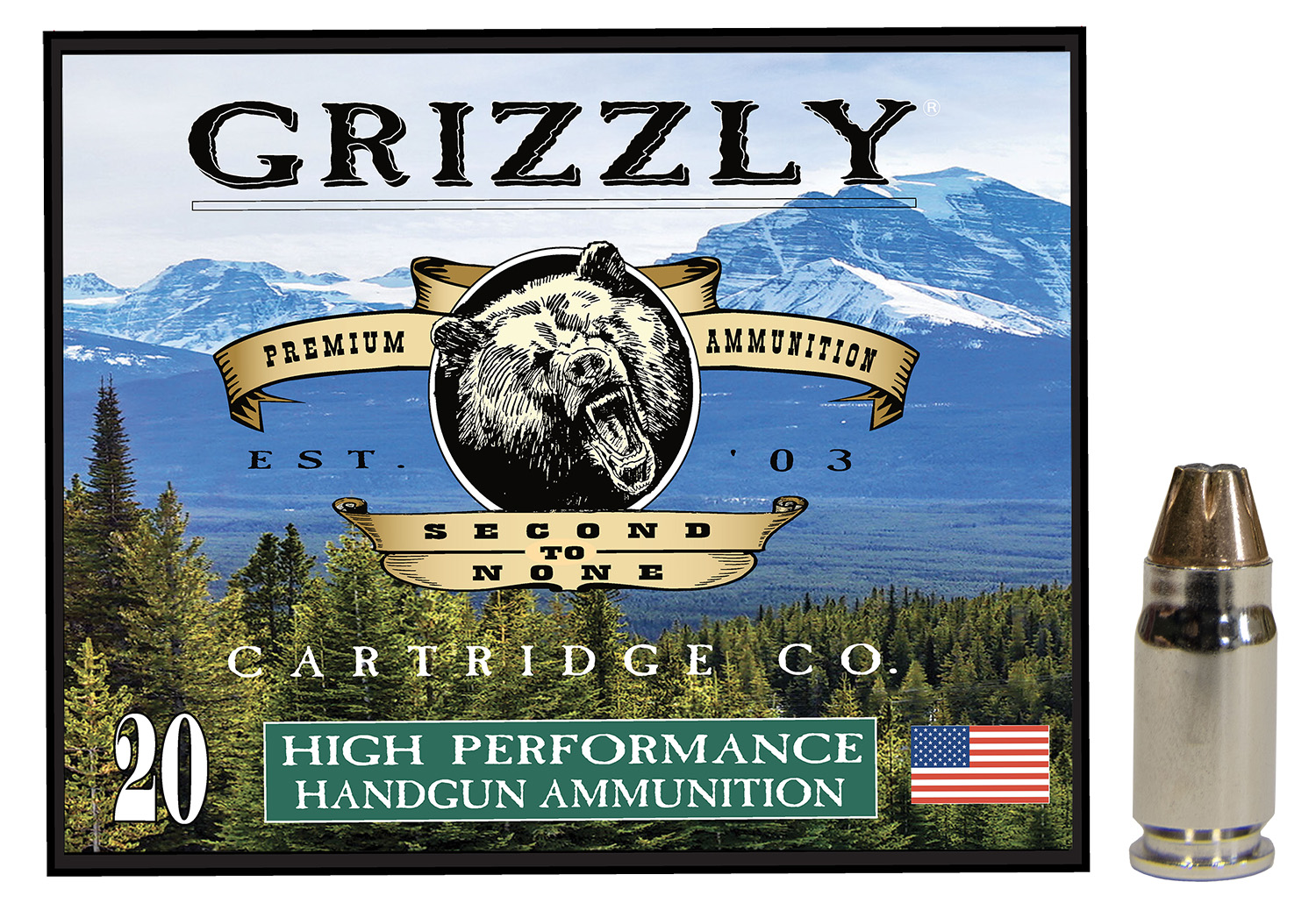 Grizzly Ammo GC357S2   357Sig 90gr Jacketed Hollow Point 20 Per Box/10 Case
